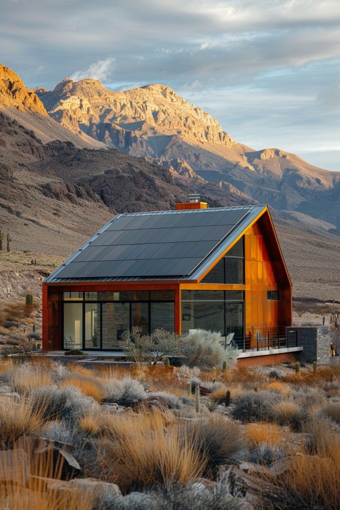 modern mountain cabin solar roof