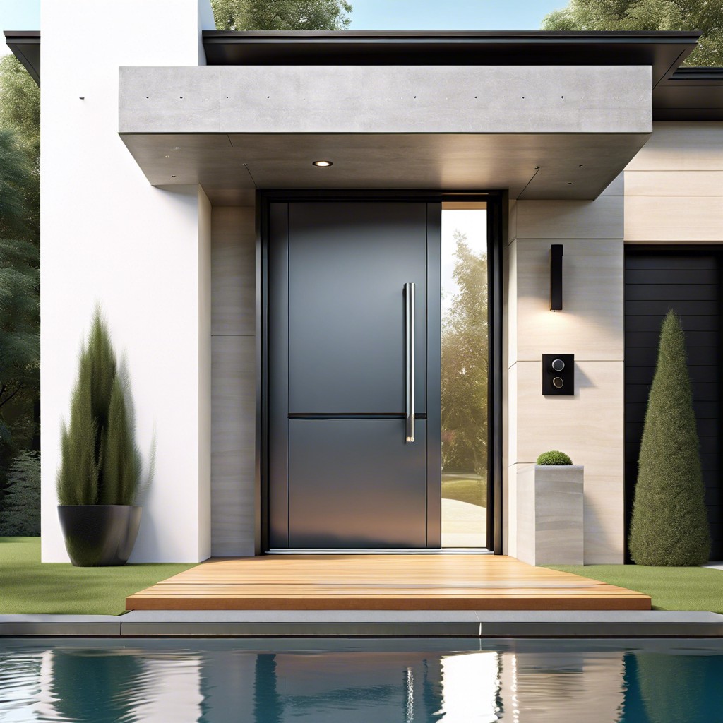 minimalist concrete door with sleek handle