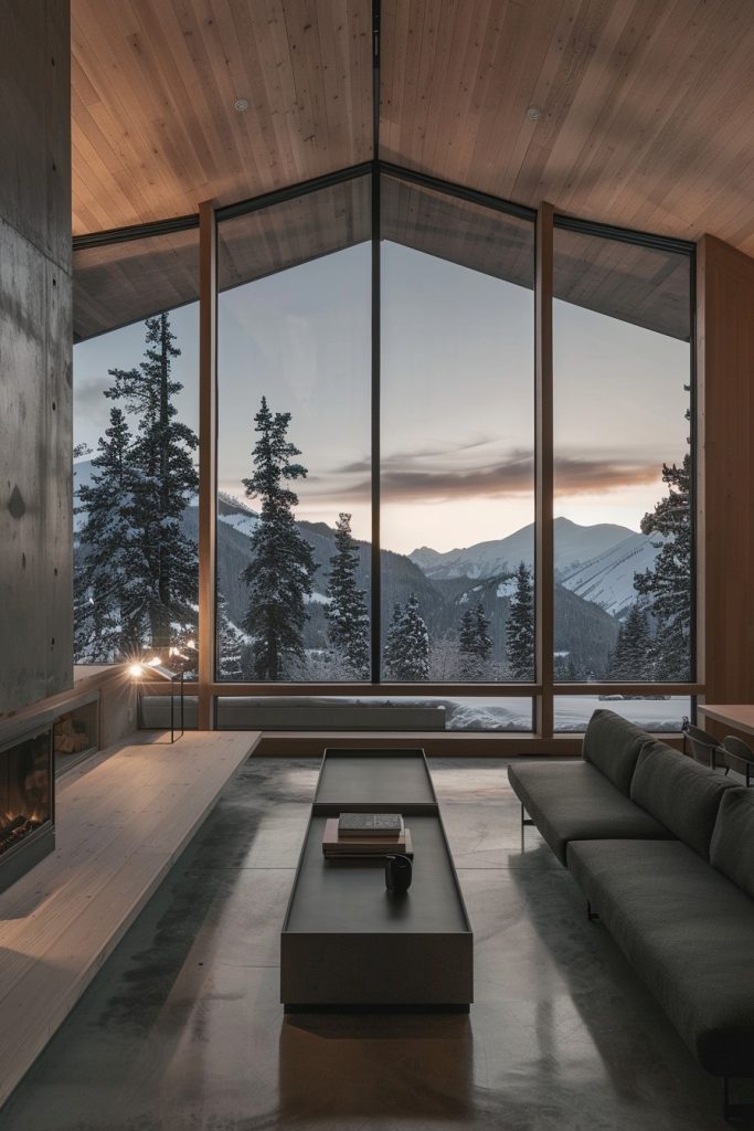 minimalist house panoramic mountain views