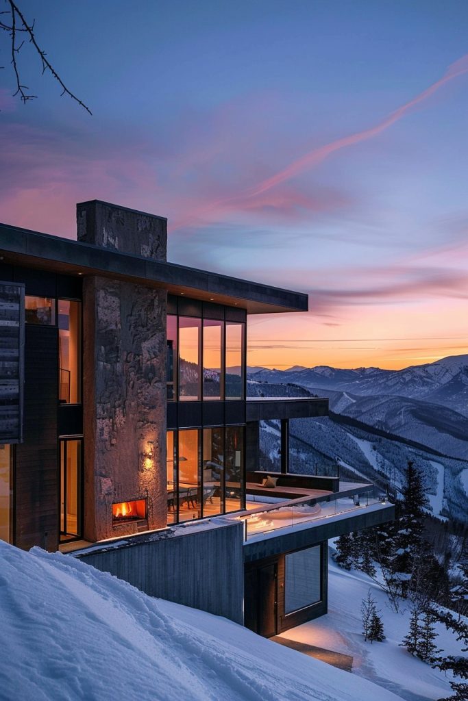 minimalist mountain house views