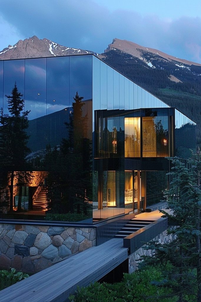 mirror siding mountain home