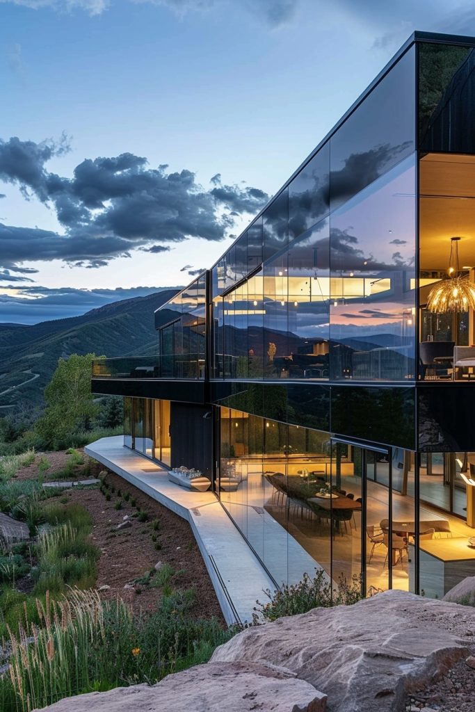 mirror clad mountain house