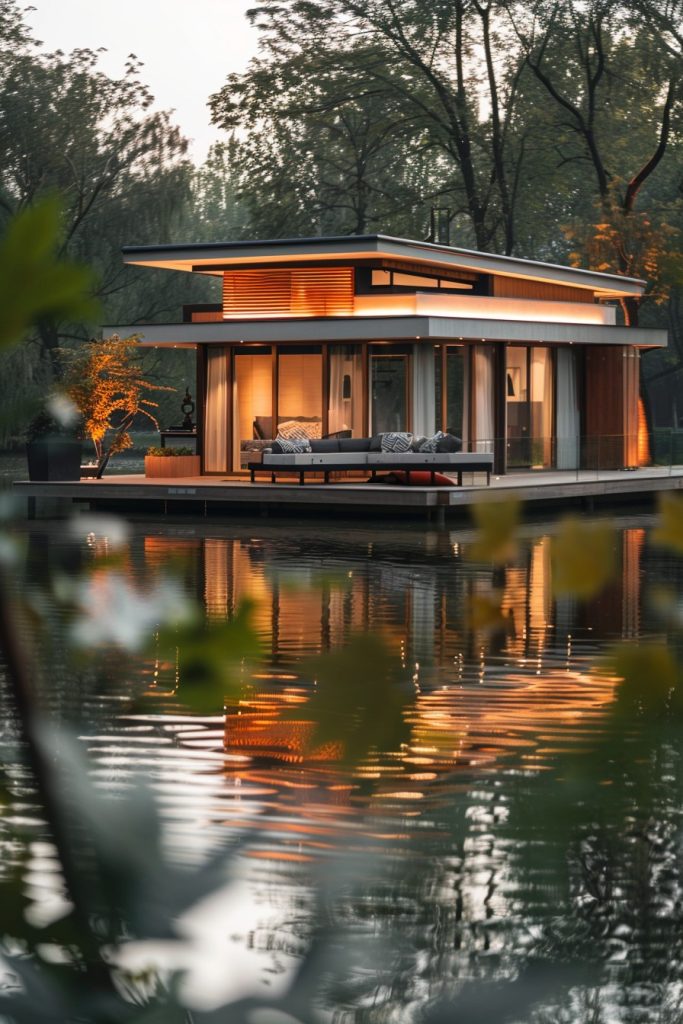 modern bungalow on the lake