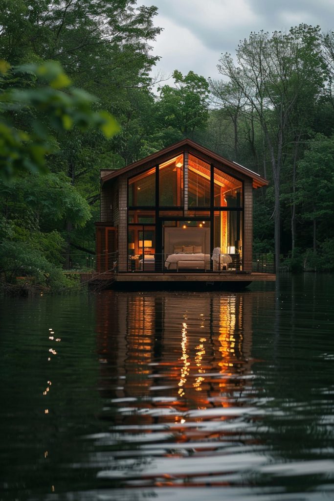 modern cabin on the lake