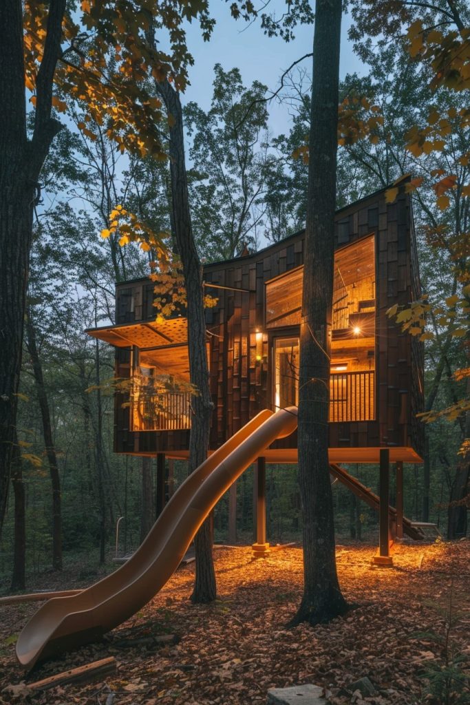 modern cabin with slide