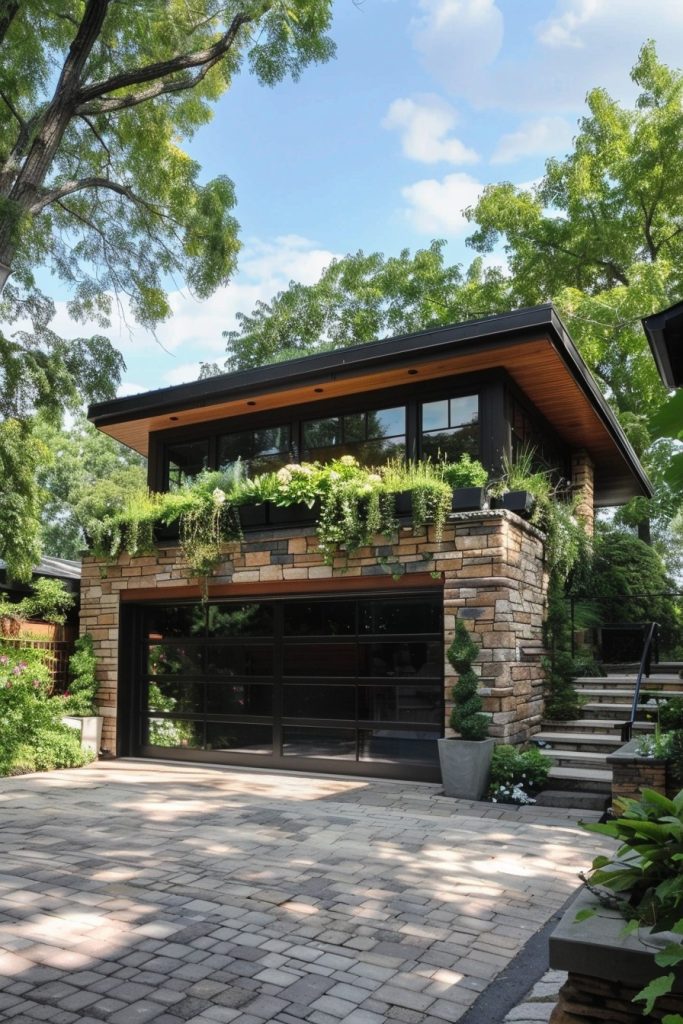 modern garage rooftop garden