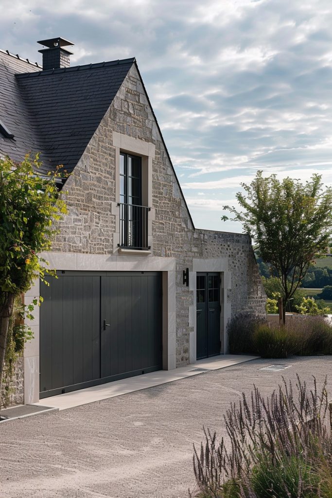 modern garage with bi-fold doors