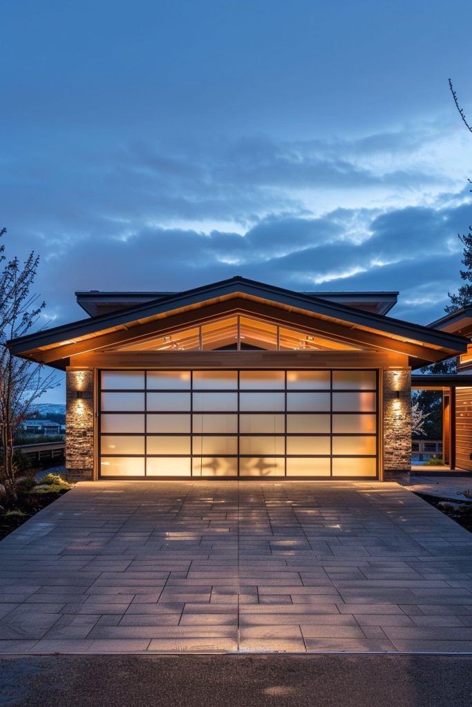 modern garage with loft