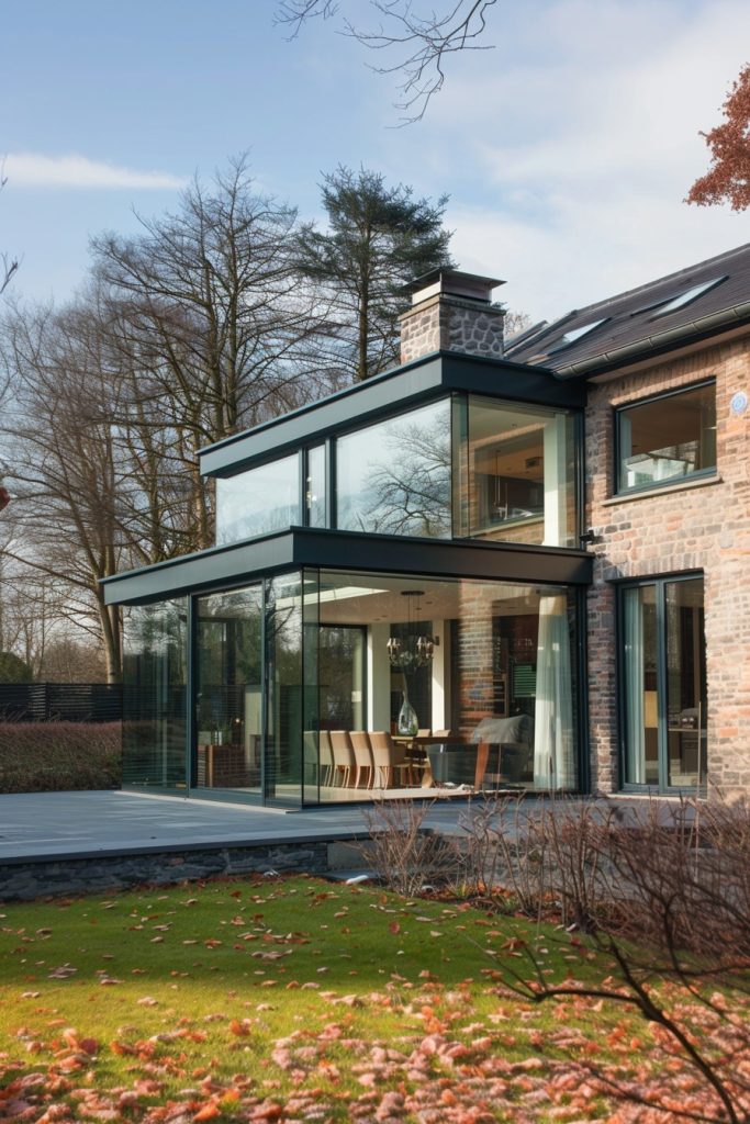 modern glass house addition