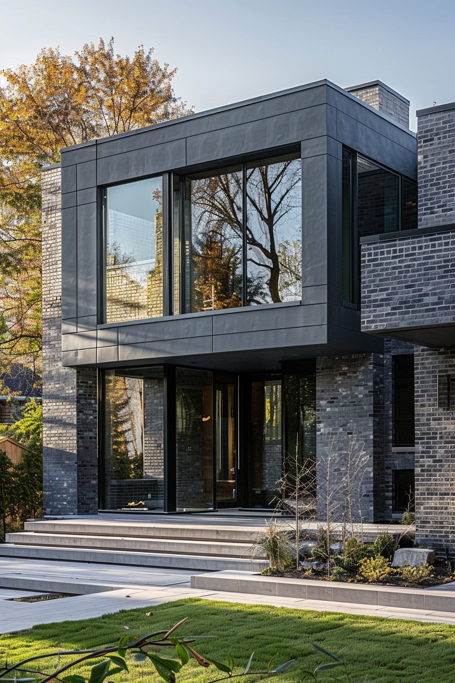 modern grey house brick facade
