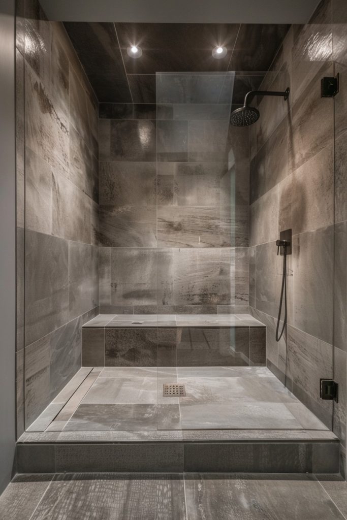 modern grey shower tiles