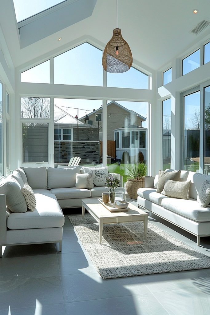 modern grey sunroom