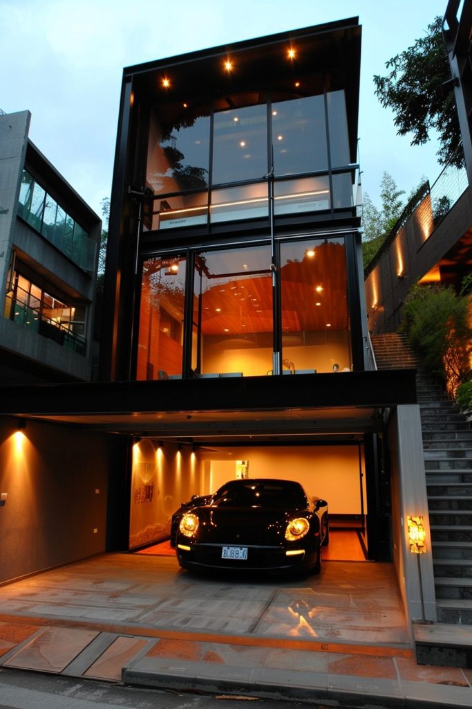 modern house with elevator garage