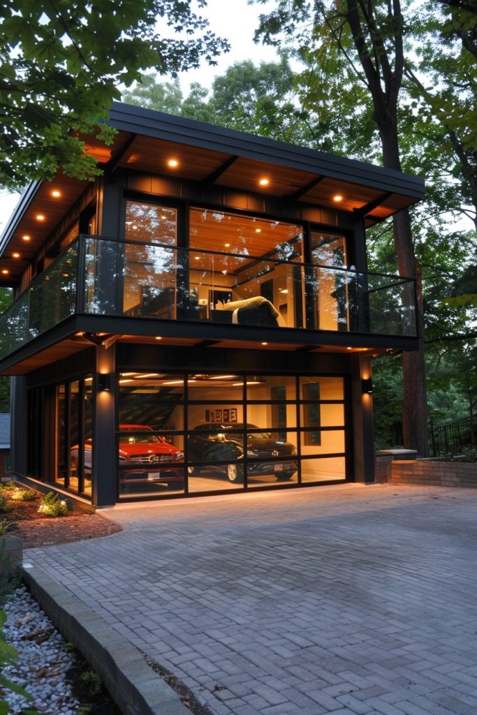 modern house with glass garage