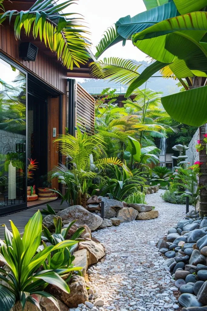 modern mountain cabin gardens