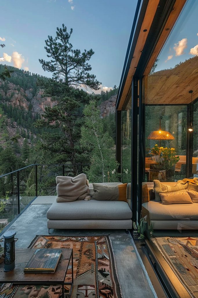 modern mountain cabin indoor-outdoor living