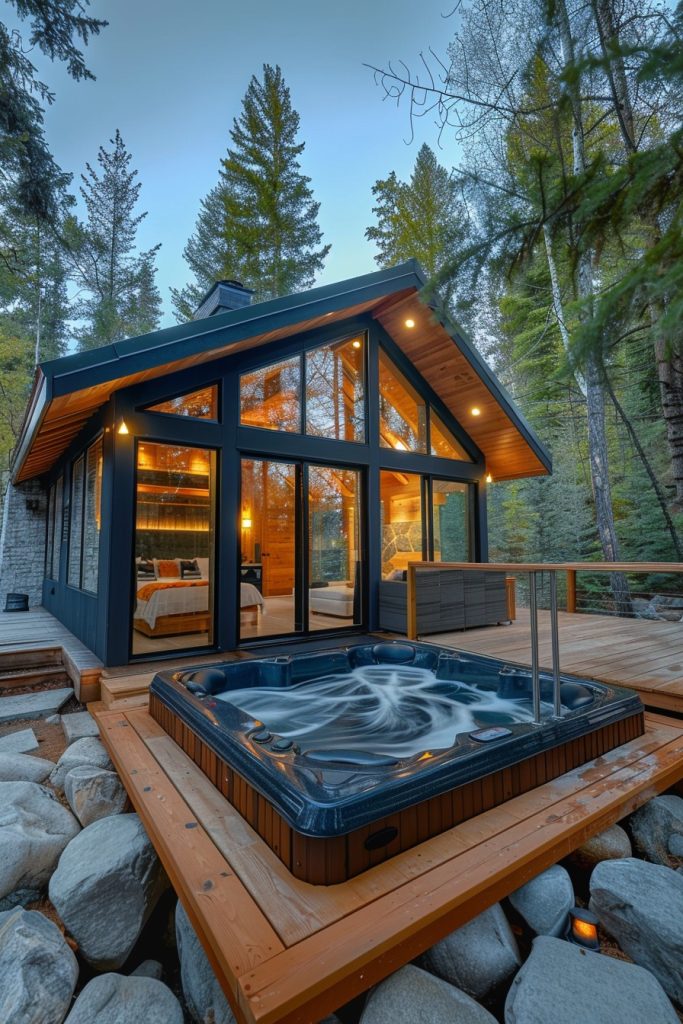 modern mountain cabin spa