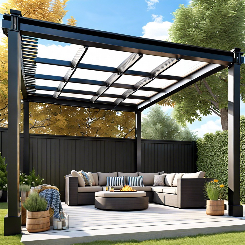 modern pergola with retractable roof