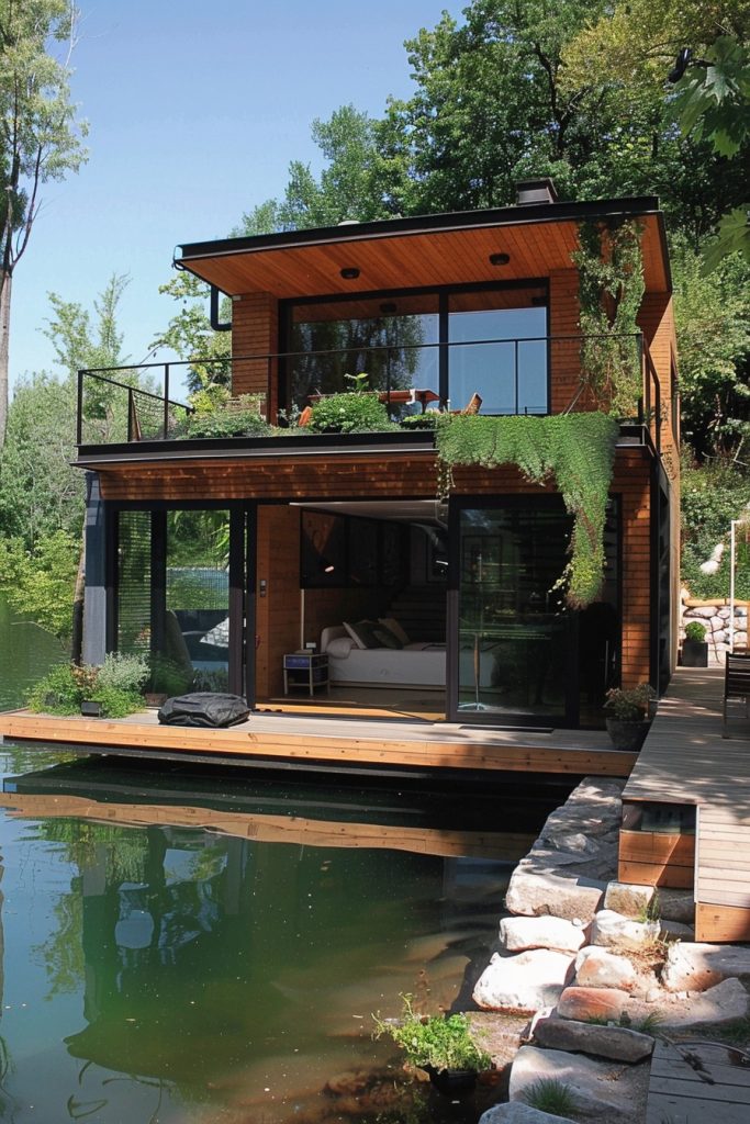 modern small lake house