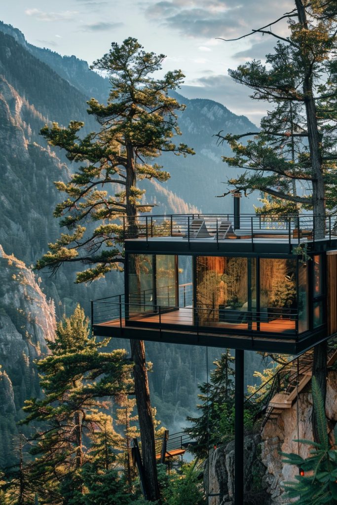 modern treetop cabin