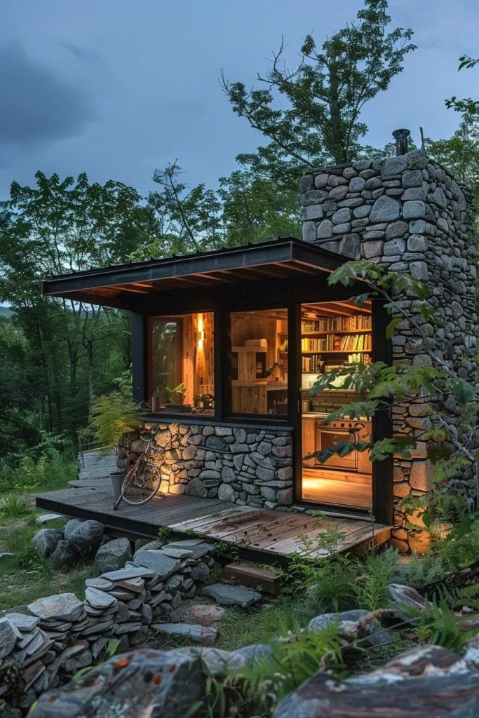 mountain cabin blending-in