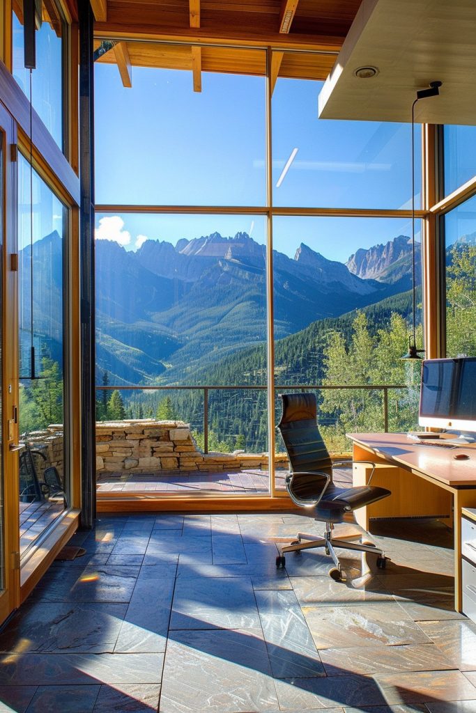 mountain home office wraparound terrace