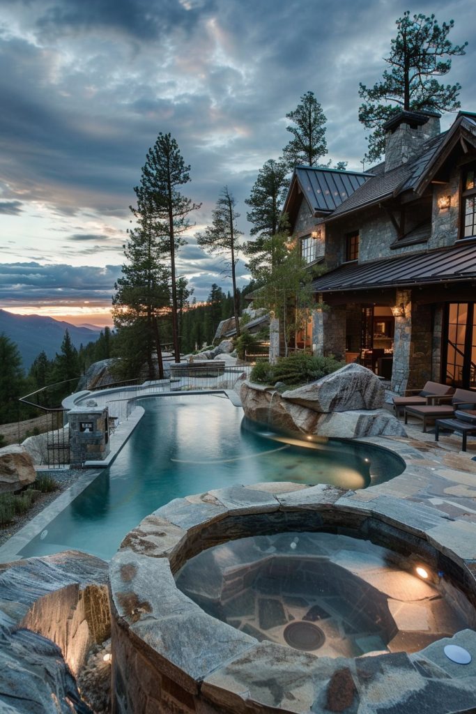 mountain house pool hot tub