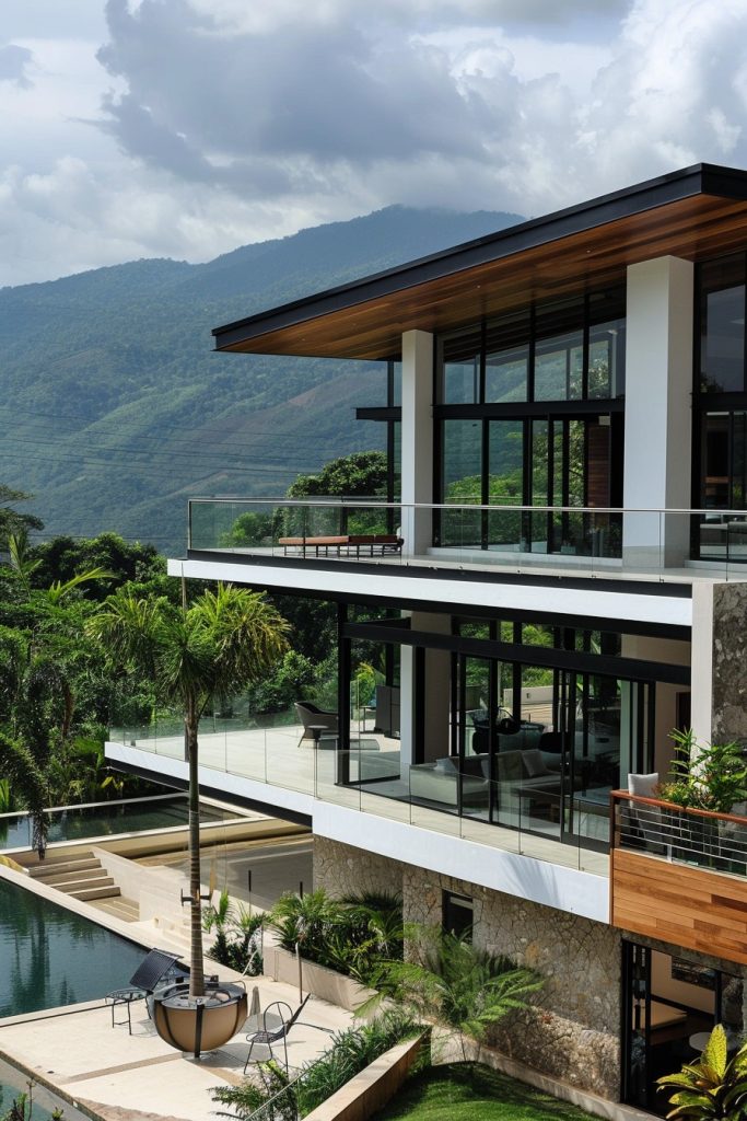 mountain house terraces tropical views