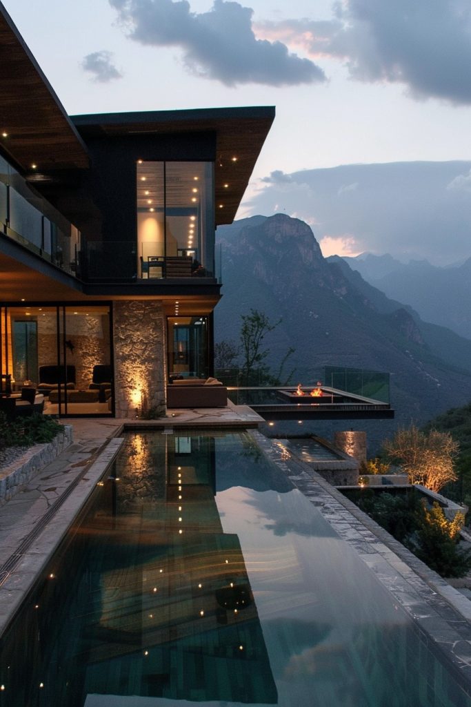 mountain house with infinity pool