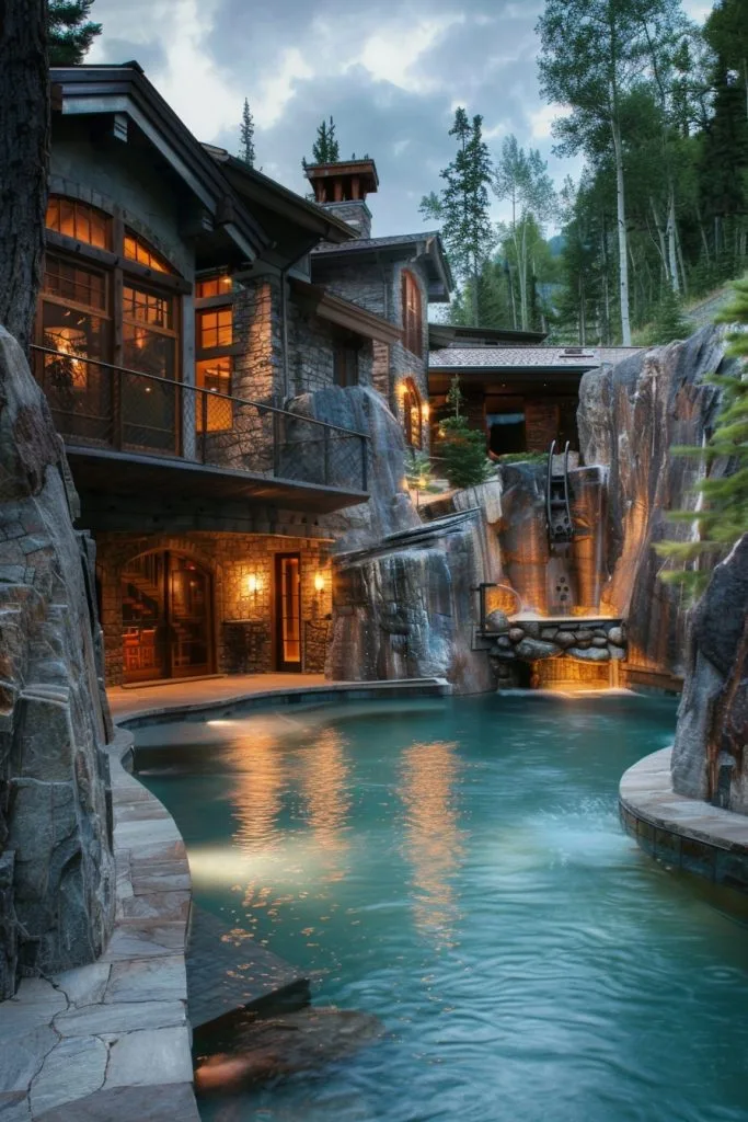 mountain house with pool grotto