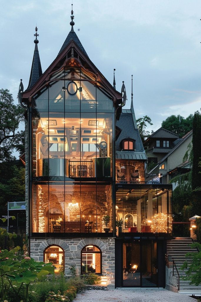 neo gothic modern glass house