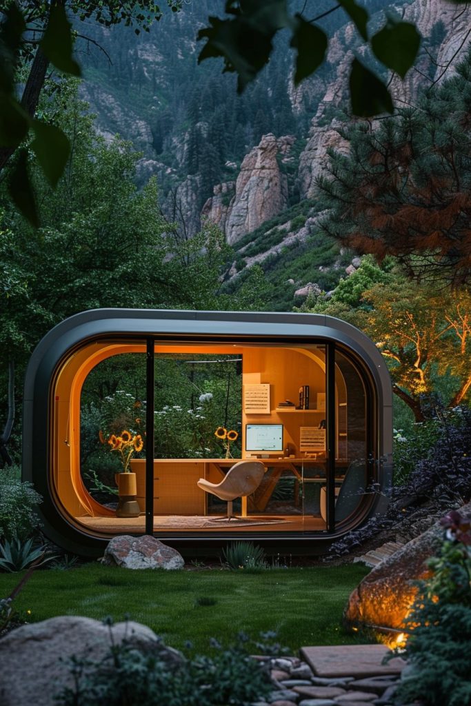 office pod in the mountains