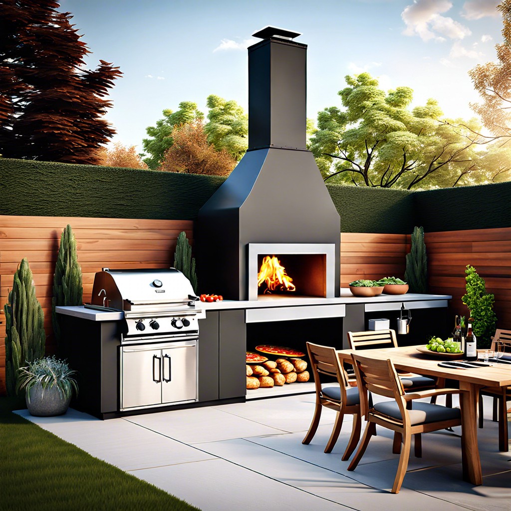 outdoor kitchen with pizza oven