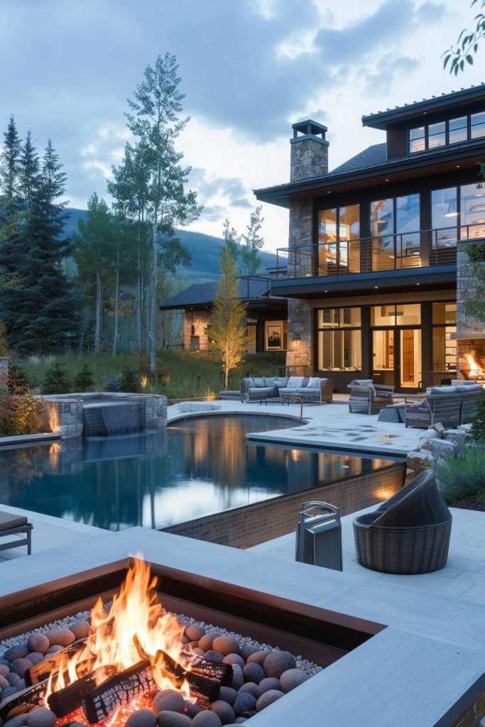 pool and fire pit