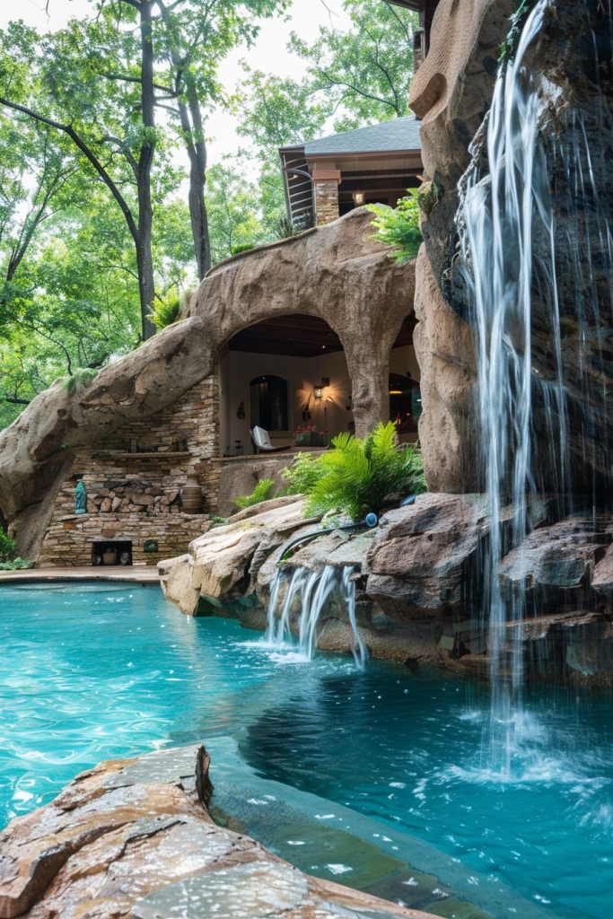 pool with waterfall cave