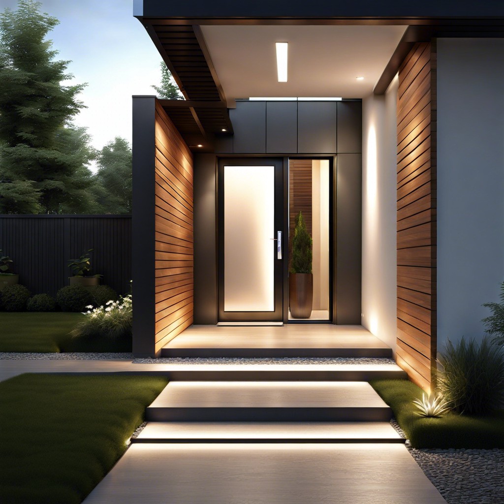 recessed lighting along pathway