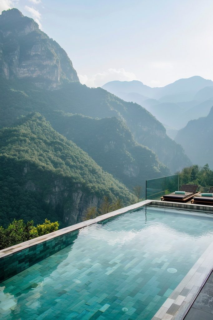 rooftop pool mountains