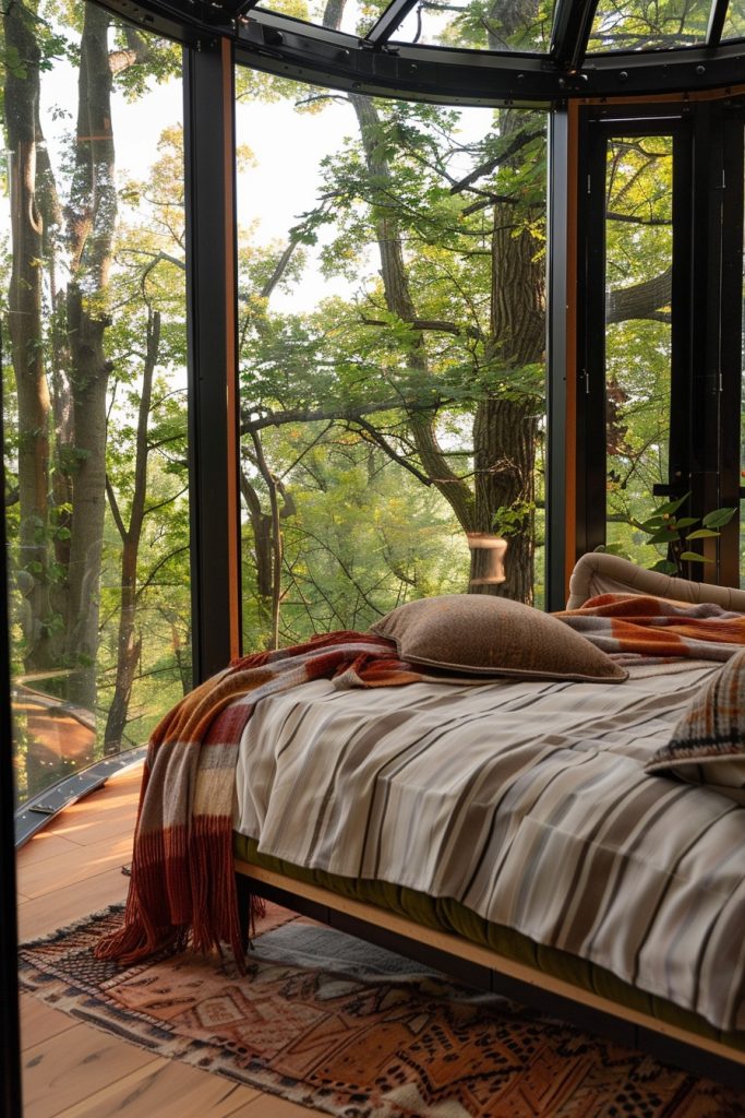 round treetop cabin interior