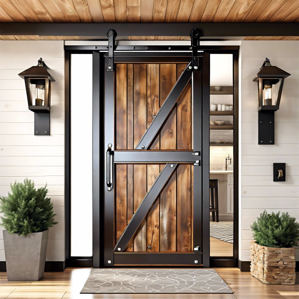 rustic barn door with metal accents