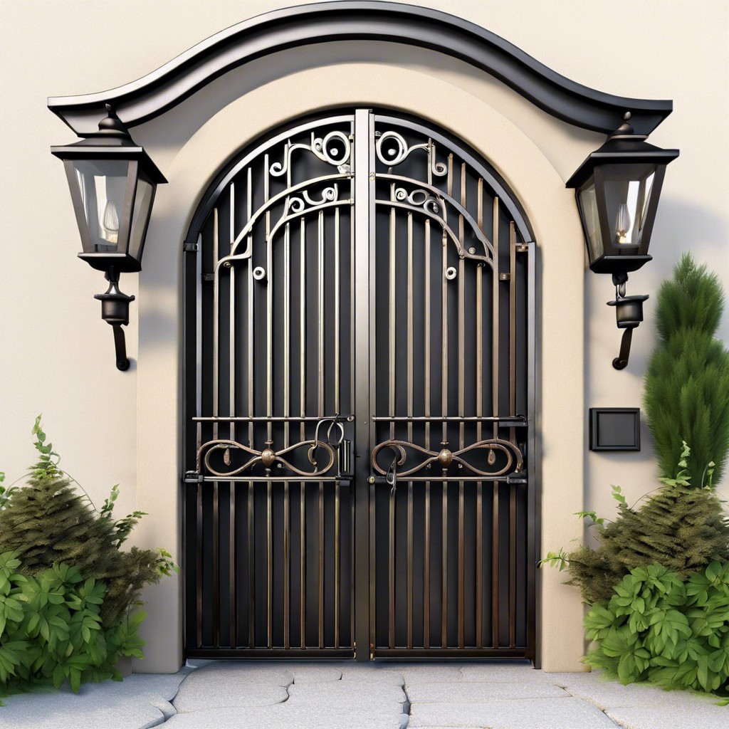 rustic wrought iron gate with modern twist