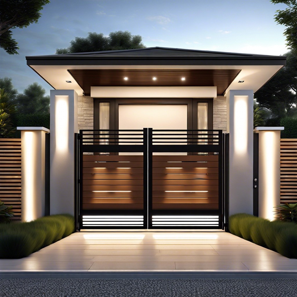 sleek sliding gate with led backlighting