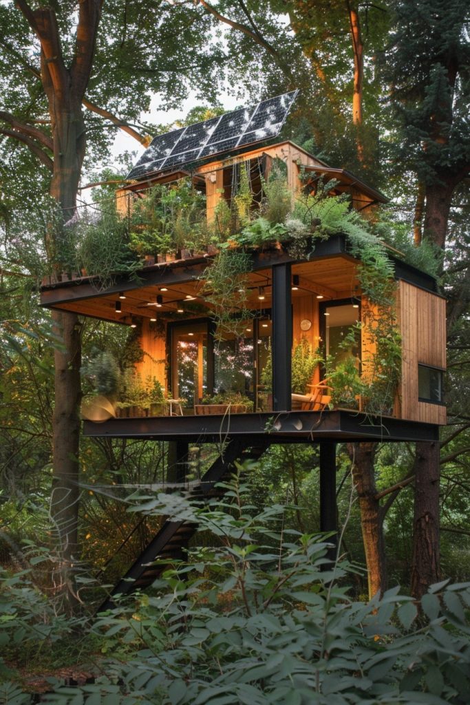 solar cabin with gardens