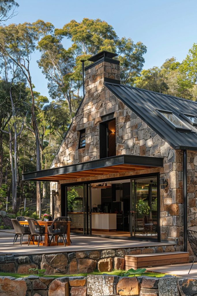 stone cottage steel timber overlay