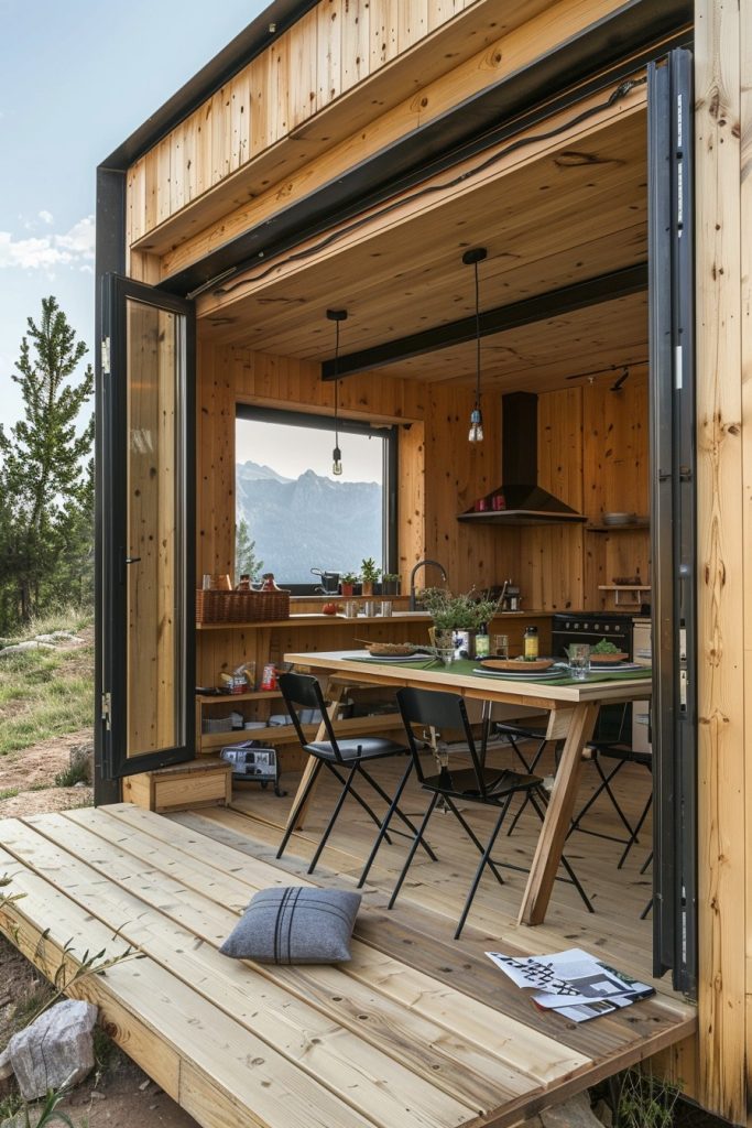 tiny mountain cabin patio