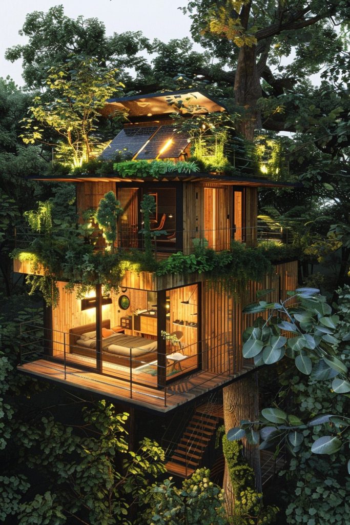 tree cabin with gardens