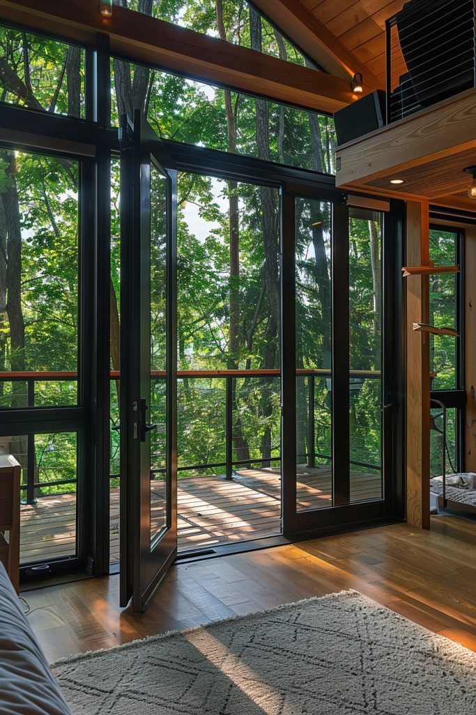 treetop cabin balcony