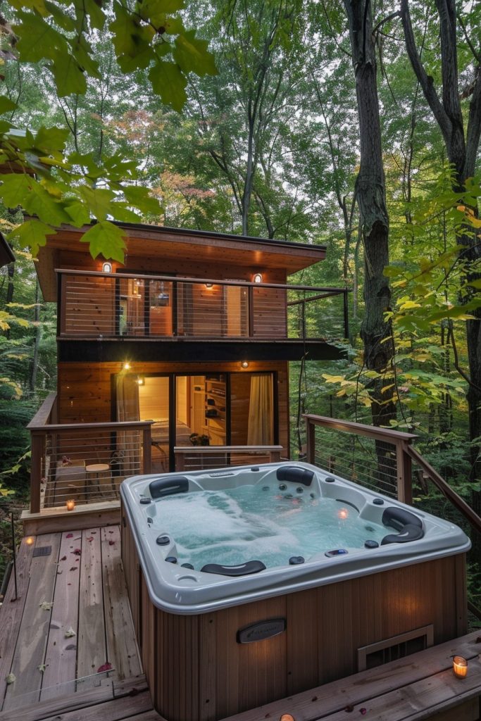 treetop cabin with hot tub