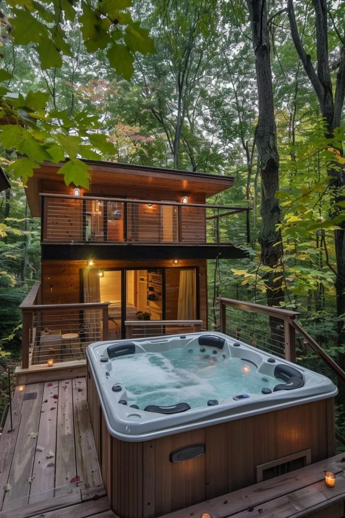 treetop cabin with hot tub