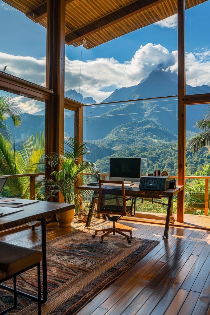 tropical home office indoor outdoor