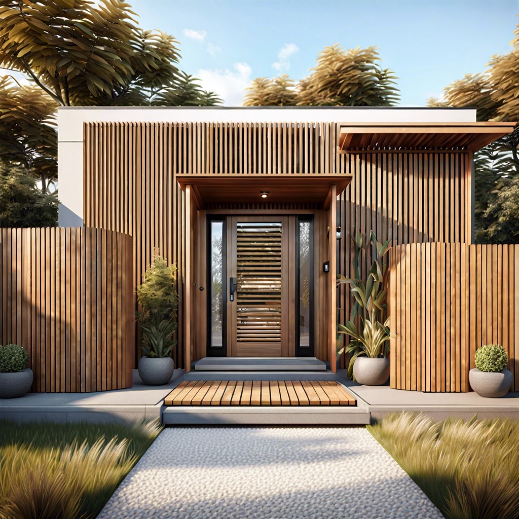 warm toned wooden slatted fence